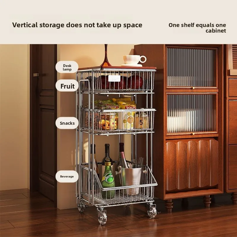 Medieval trolley snack rack, mobile high-value side cabinet storage rack