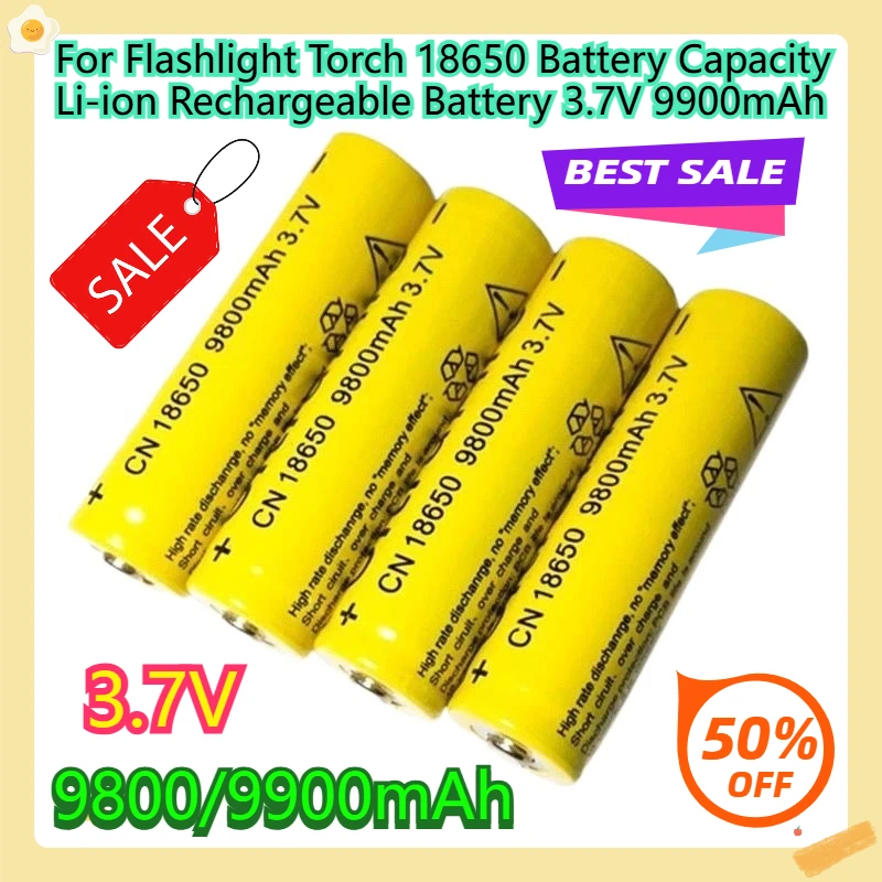 

For Flashlight Torch 18650 Capacity Li-ion Rechargeable Battery 3.7V 9900mAh