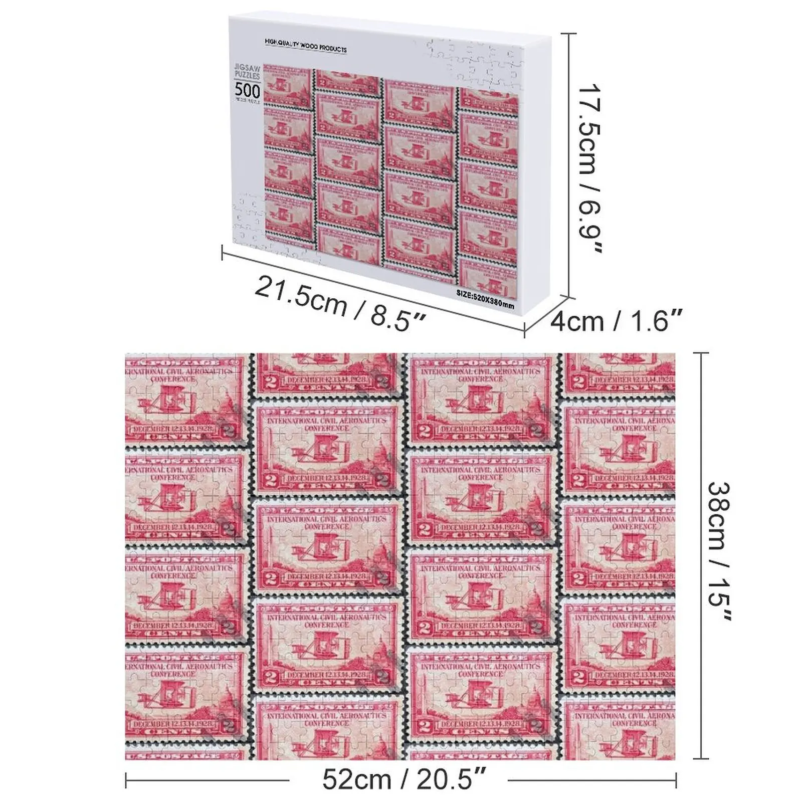 1928 avião vintage selo postal quebra-cabeça brinquedos de natal de madeira adultos novos brinquedos para crianças 2022 animais de madeira quebra-cabeça