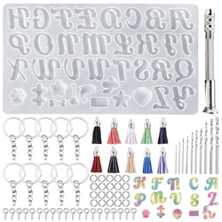 Alphabet Keychain Molds Alphabet Resin Silicone Mould Resin Letter Number Molds for DIY Keychain Jewelry Pendant Making