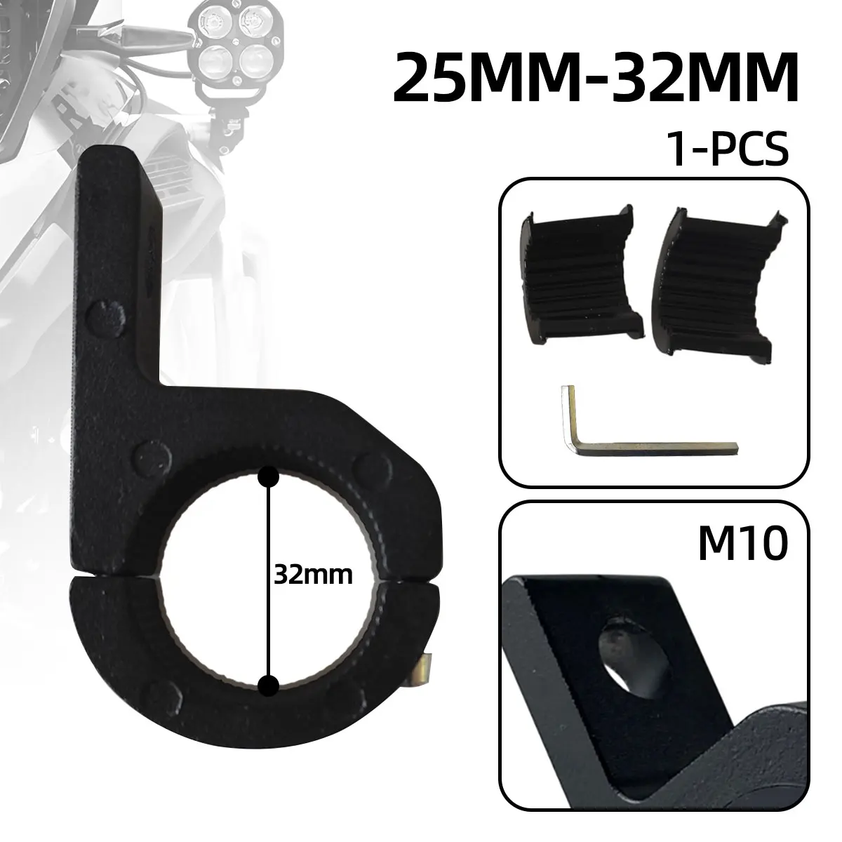 

32MM 25MM Motorcycle Handlebar Bumper Extended Bracket Mount Clamp Holder Aluminum Accessories For Spotlight Work Light Bar 1pcs