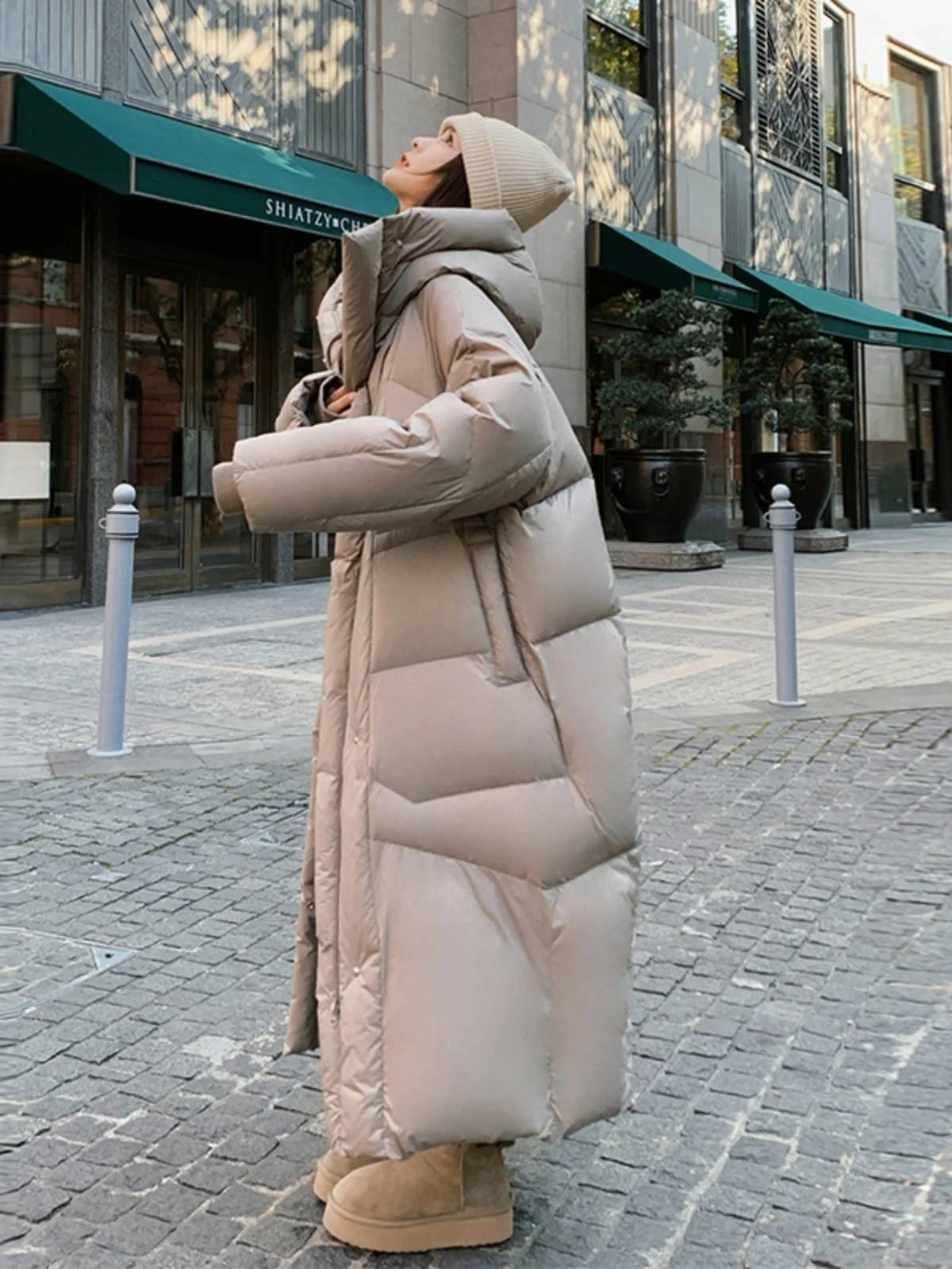 Jaqueta de Inverno Ultra Longa para Mulheres, Comprimento até o Tornozelo, Estilo de Rua de Alta Qualidade, Com Zíper...