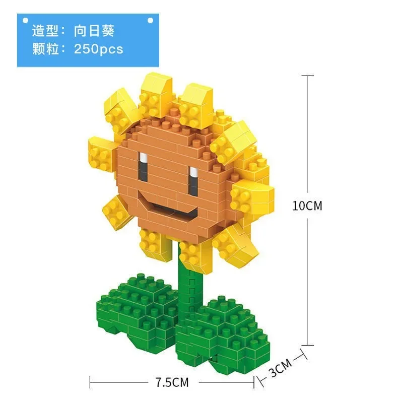 Plants VS Zombies Blocks Small Cartoon Mini Building Block Peashooter SunFlower Chomper Assemble Action Model Doll Toy for Kids