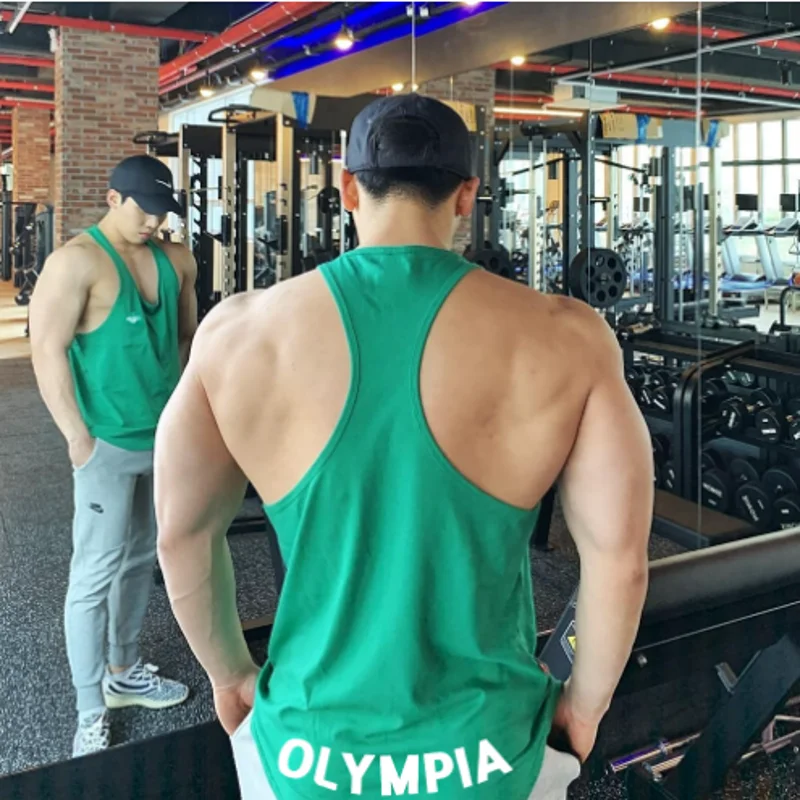 New Mens cotton tank tops gym fitness muscle sleeveless shirt Male printing Undershirt basketball bodybuilding sports vest men