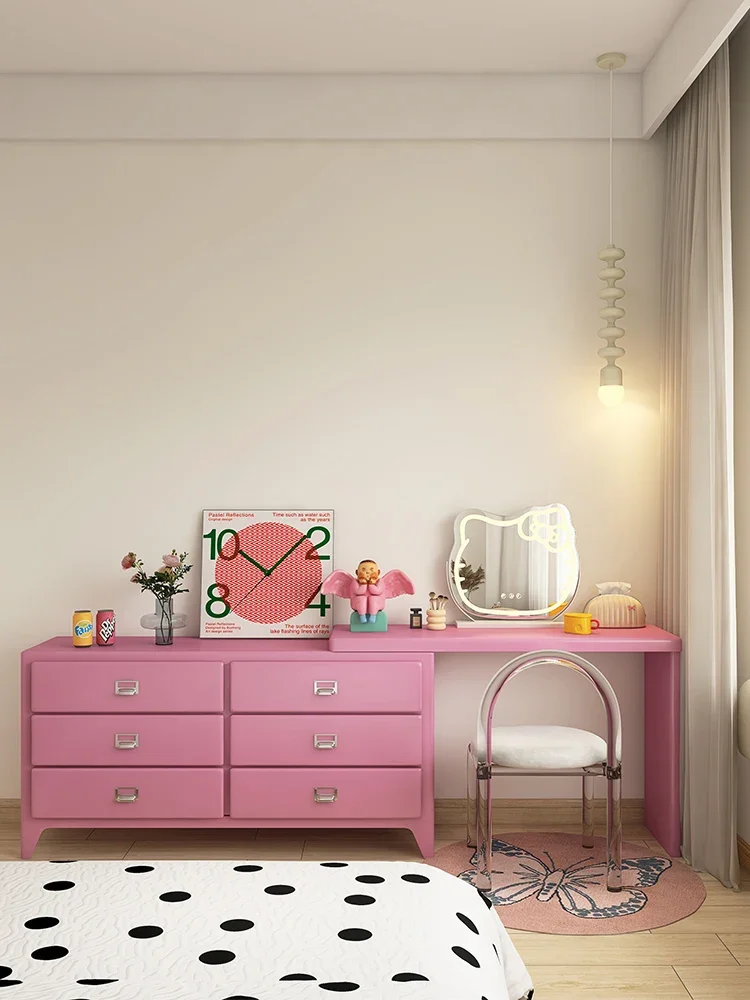 Chest of drawers, dresser, girl's powder, solid wood makeup table, and storage cabinet at the end of the bed