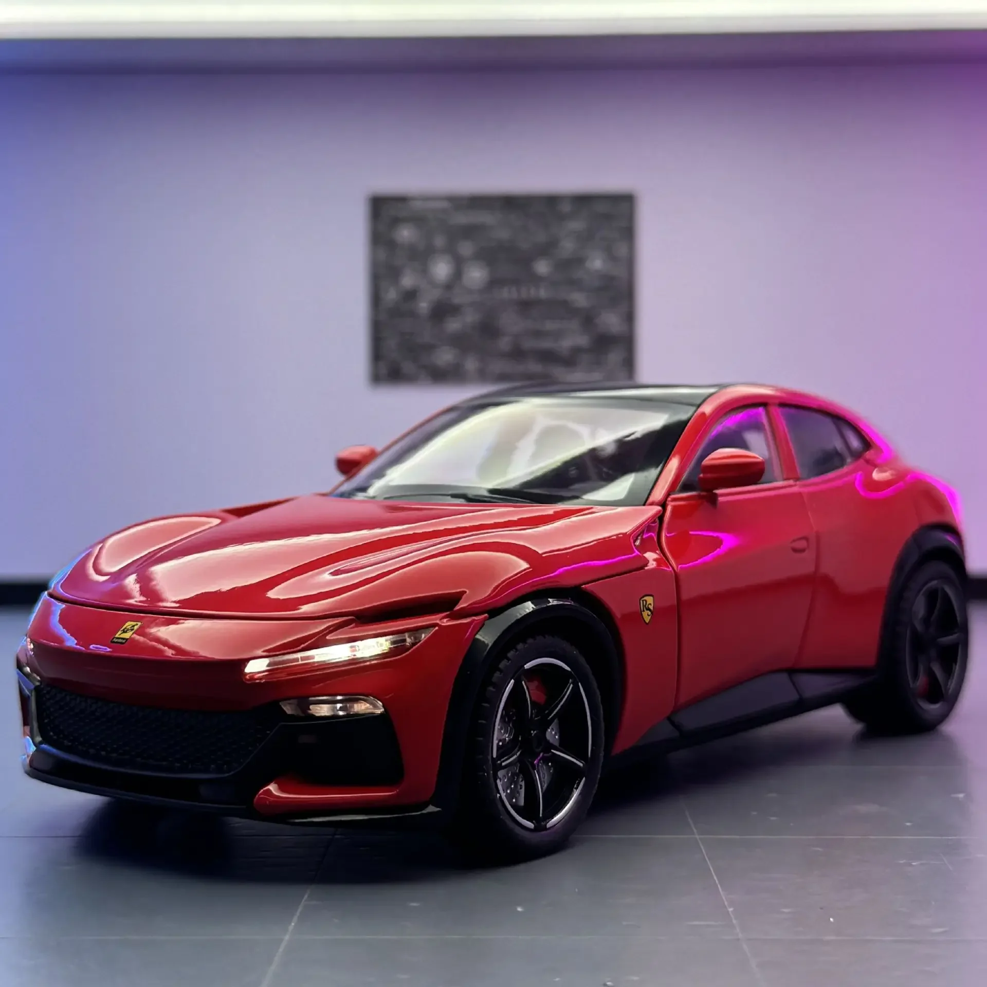 1:22 Ferrari Purosangue FUV High Simulation Alloy Car Model Static Decoration Sound Light Model Kid Toy Gifts