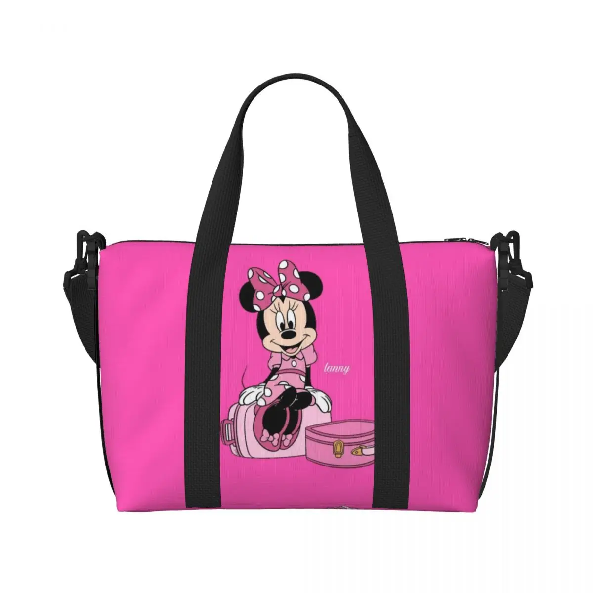 Custom Mickey Mouse Minnie Beach Tote Bag for Women Extra Large Gym Carry On Cartoon Travel Shopping Bags