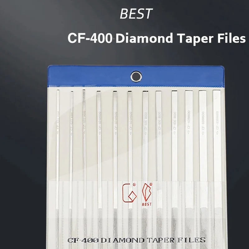 

12PCS BEST Diamond file set CF-400 Alloy diamond thin flat Diamond tapered hand file Grit150~600# Size2mm~8mm Diamond file