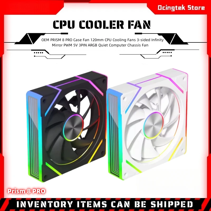 

OEM PRISM 8 PRO Computer Chassis Fan 12cm ARGB 4 Pin PWM Quiet Cooling Fan 12V Large Air Volume 56.8CFM/600-1500RPM