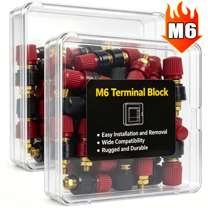 M6 Pure Copper Terminal Connector 6mm Terminal Block Connector Suitable Power Inverters Solar Panels Welding Machines Projects