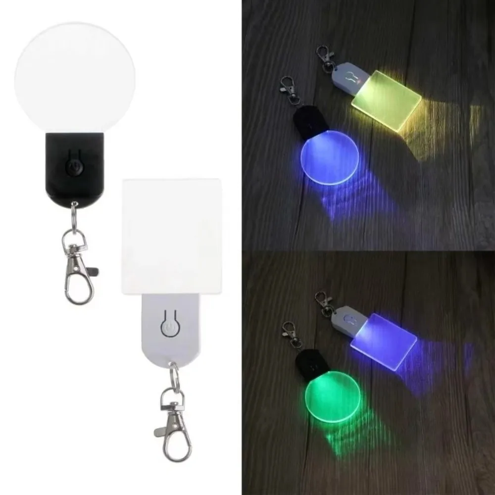 Accessories Mini Night Light Keychain Square Round Acrylic Keychain Black Blank Portable Light for 55MAH