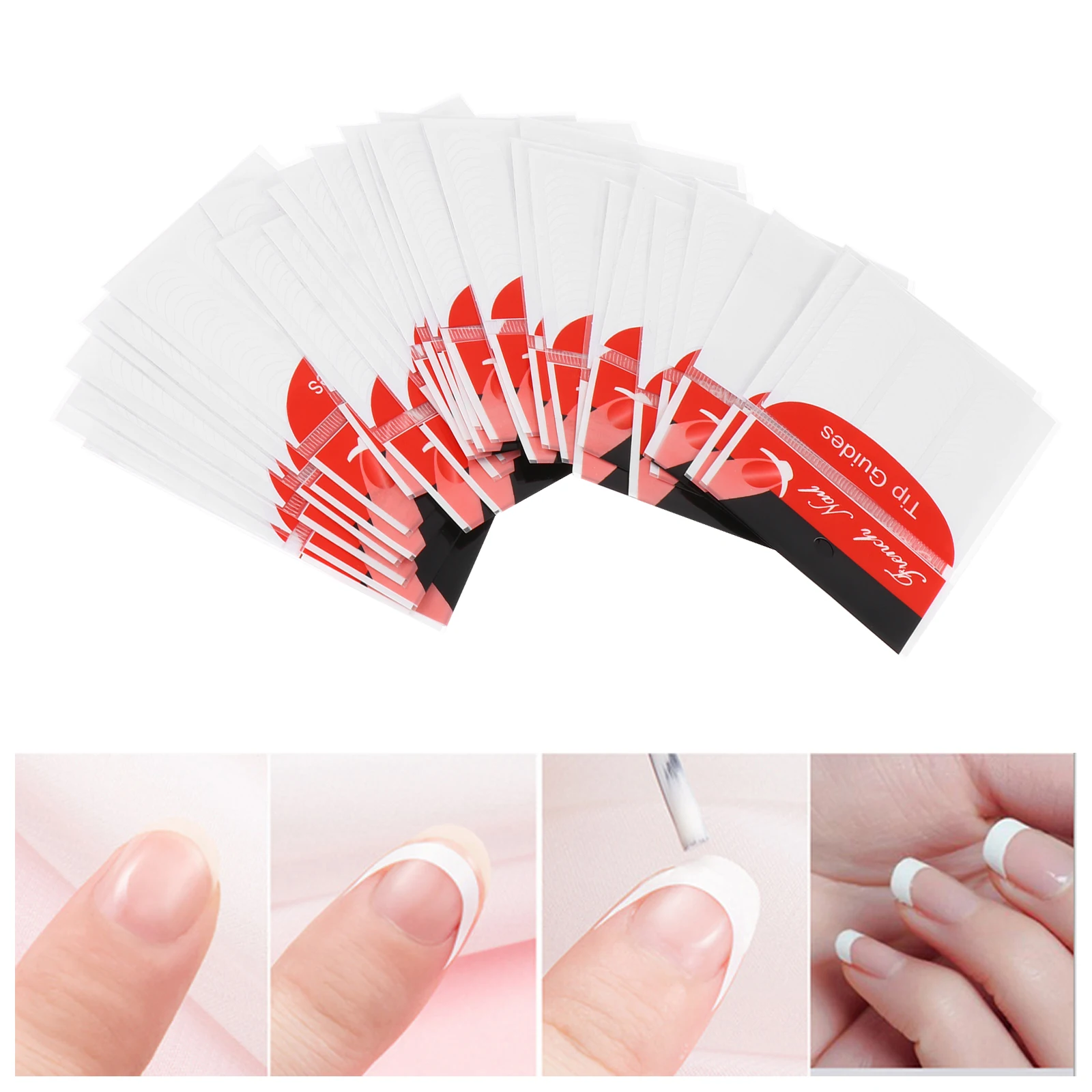 30Pcs French Manicure Nail Guide Stickers Half Moon Shape for Natural Artificial Nails Easy DIY Nail Art Design Tool Decal