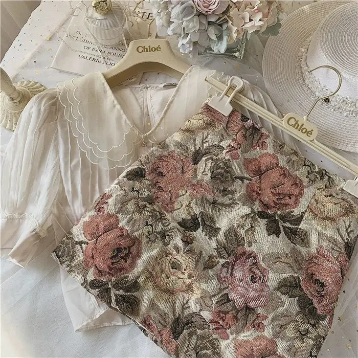 

Юбка А-силуэта, короткая женская юбка, ретро-юбка с высокой талией в стиле феи, цвета розового золота