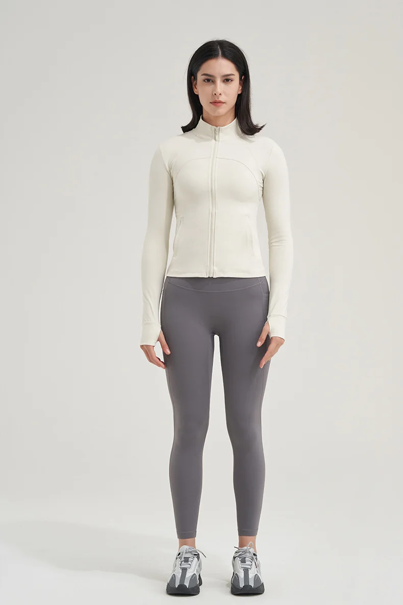 TRY TO BN Yoga Long Sleeve Coat Zipper Loose Sports Tops Breathable Sunscreen T Shirt Workout Women Running Gym Clothing Fitness
