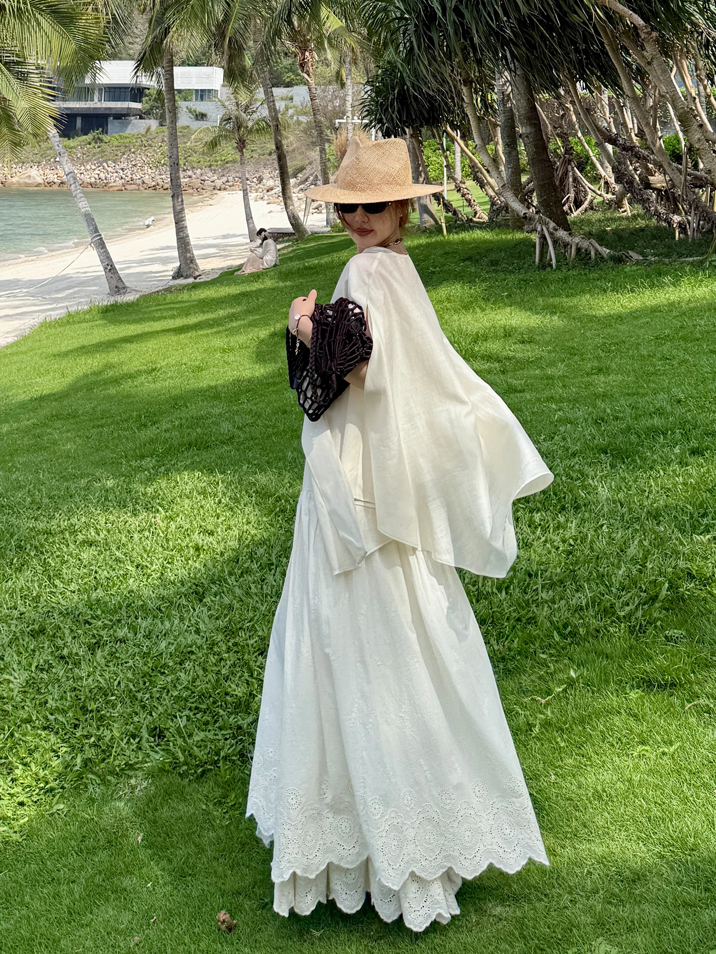 

Romantic Embroidered Pure Cotton High Waist Midi Skirt Korean Sle Commute f Body Skirt Women Ele Aosphere