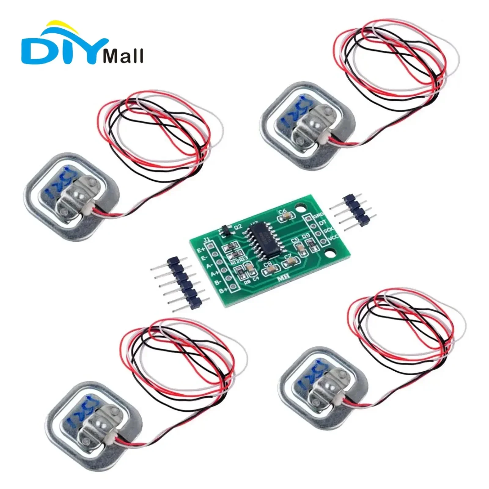 

4pcs Load Cell 50kg Weight Sensor Strain Half-bridge Strain Gauge Body Scale + HX711 AD Amplifier Module