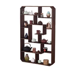 Wooden Bogu Rack Chinese Style Floating Shelves Wall Hanging Holder for Teapot Ancient Frame Multi Treasure Pavilion Decoration