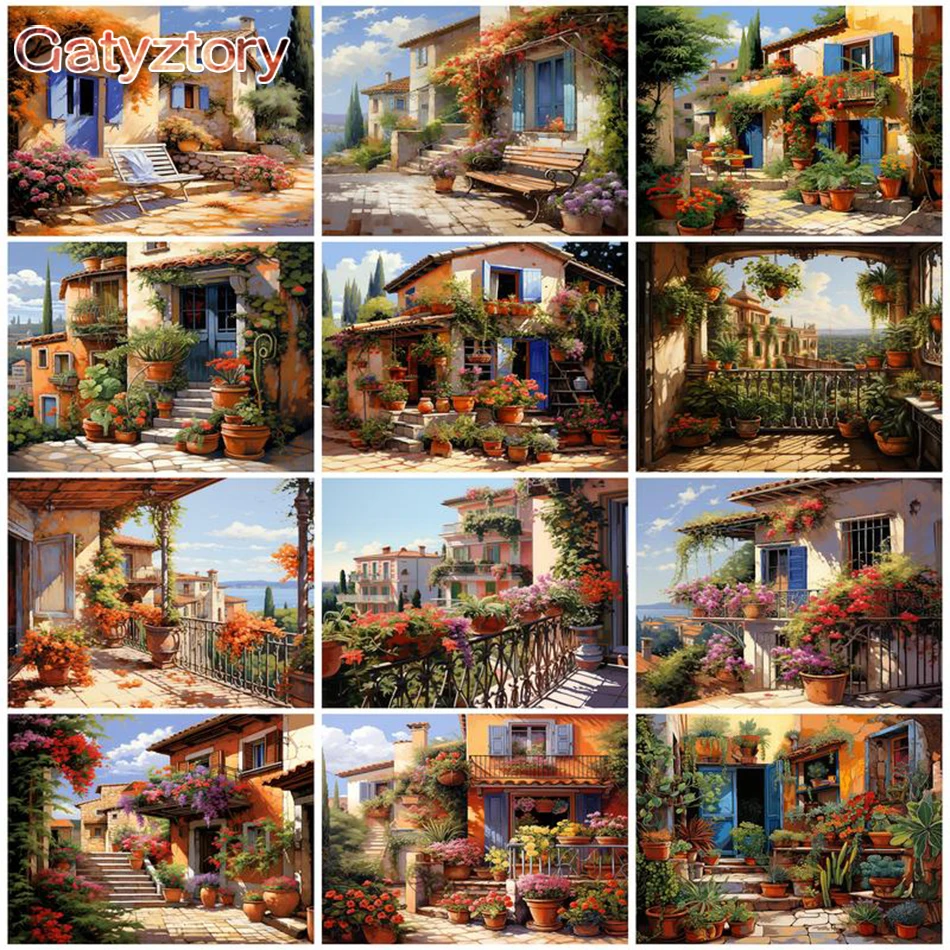 

GATYZTORY Town Oil Painting By Numbers Landscape For Adults Picture Drawing Home Decor Artwork Coloring By Numbers On Canvas