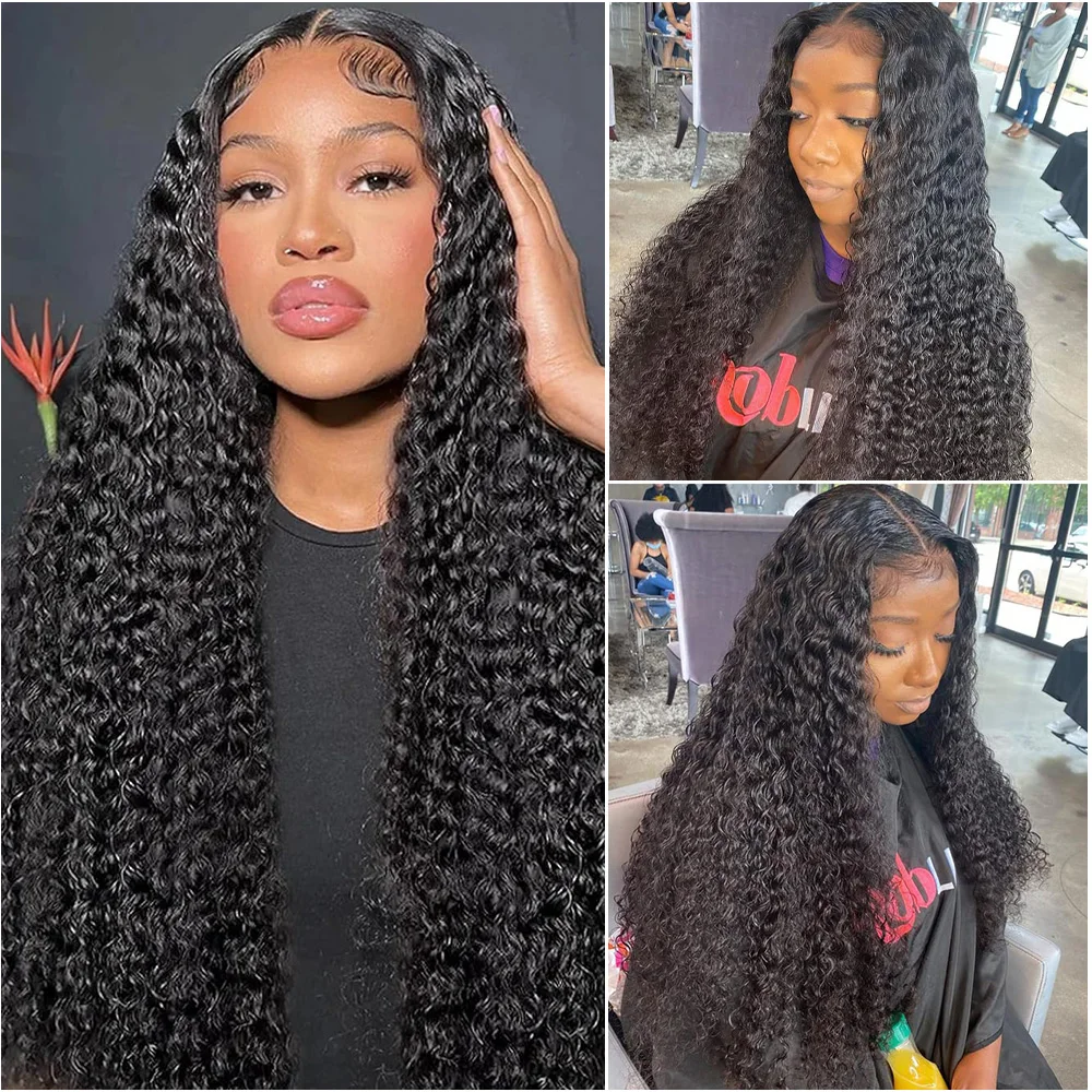 ディープウェーブ 13x6 HDレースフロントウィッグ 200密度 カール ウォーターウェーブ 360フルレースフロント 100%人毛ウィッグ 黒人女性用