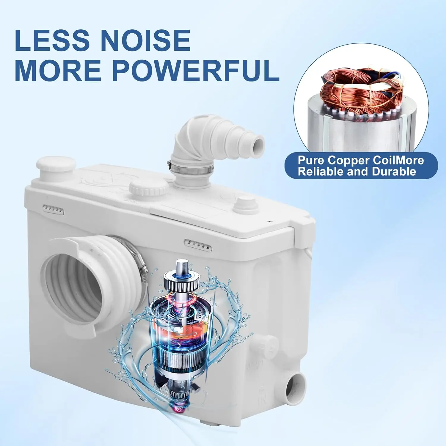 مضخة Macerator بقدرة 800 وات، مضخة تواليت Macecrating للطابق السفلي مع 4 وصلات مائية لمرحاض Macerating والغسيل