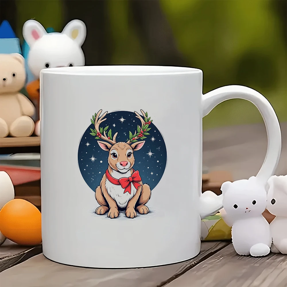 

11oz cartoon reindeer mug + Christmas gift Christmas water cup kids office coffee cup essential for family gatherings