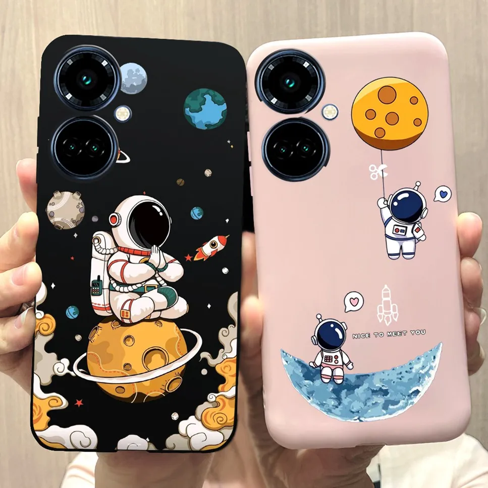 Tecno Camon 19 Pro 5G 6.8 인치 케이스, 부드러운 실리콘 블랙 핑크 커버, Camon 19 Camon 19 Pro CI7n 공룡 우주 비행사 전화 케이스