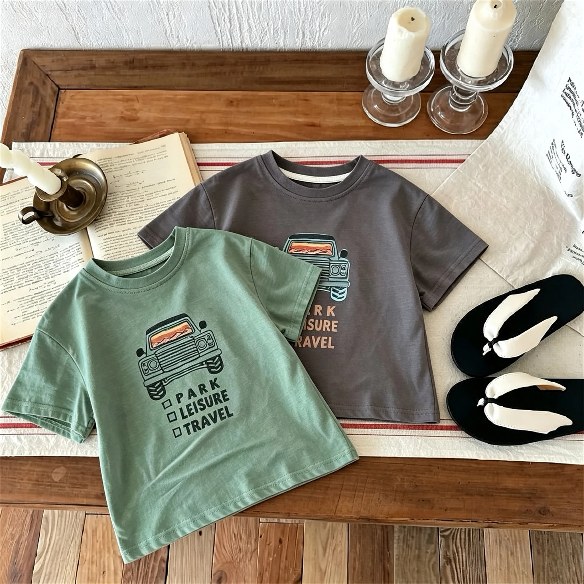 1-7 Age Children's Clothes Printed Simple Fashion Casual T-shirt Baby Boys And Girls Short Sleeve Tops Tees Kids Clothing Tshirt