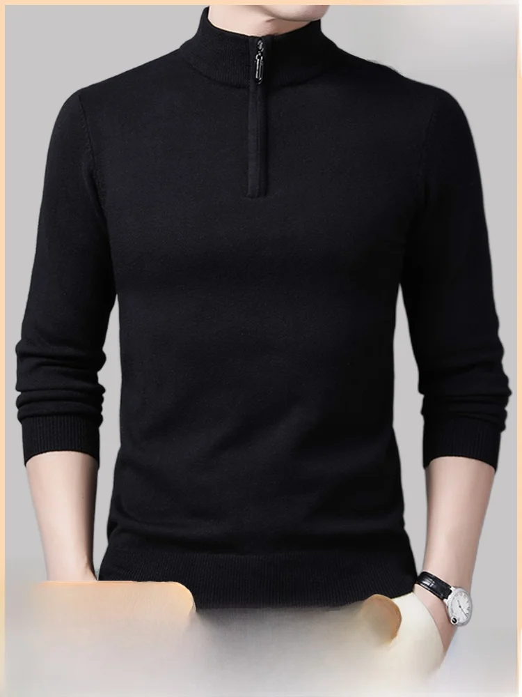 

Eordos Men's Thiened Casual Woolen Knitted Base irt Zipper Collar Pure Wool Comfortable Warm Winter Faion Busin Casual