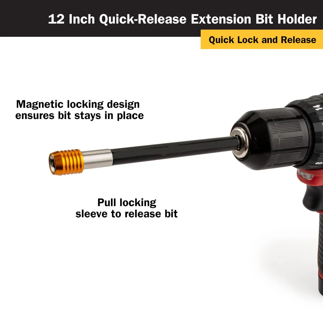 Rafford 1 Pcs Quick Extension Drill Adapter Rod ( 11.81inch) - Stable Middle Sleeve Grip, Suitable for Hexagonal Drill Bits
