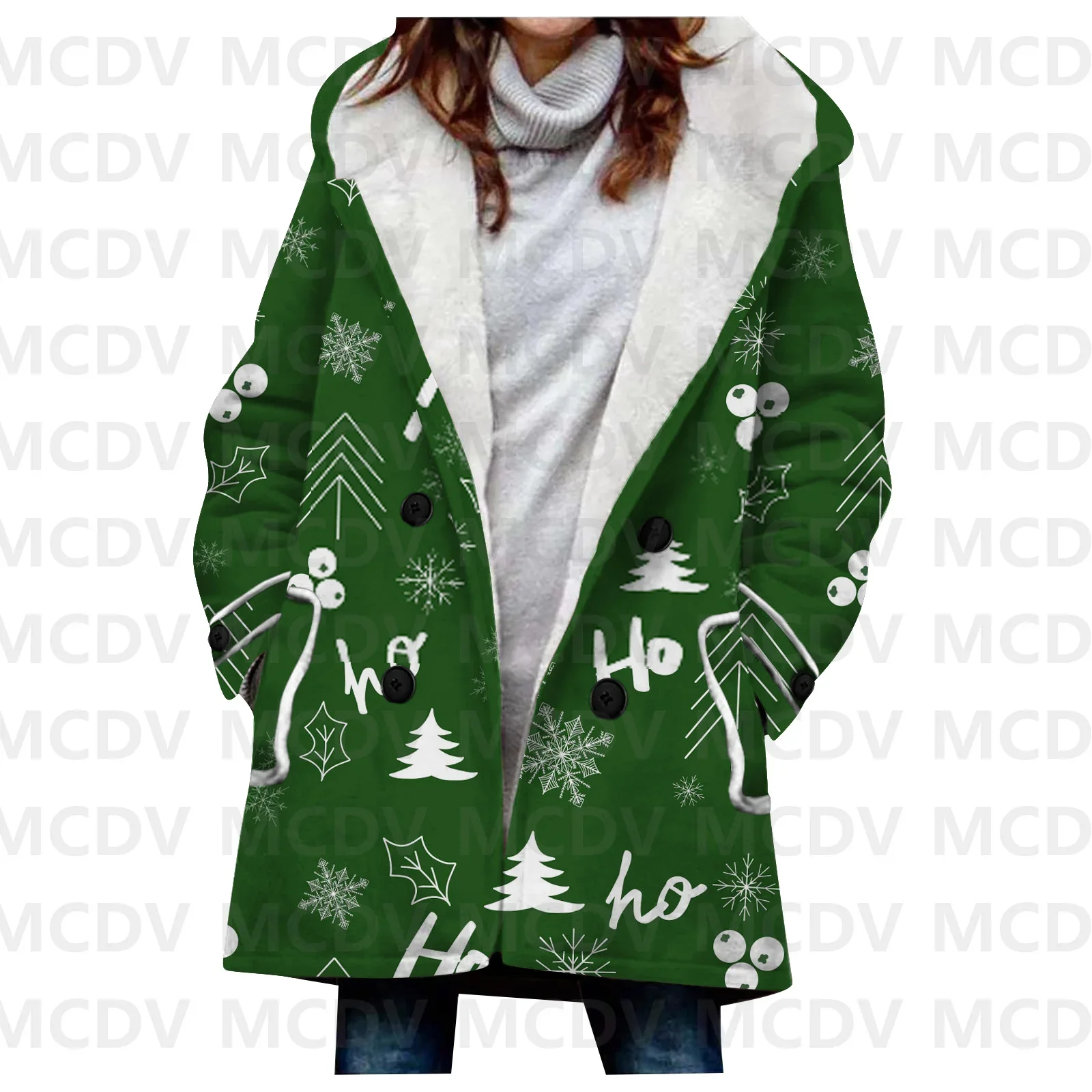 Christmas 3D All Over Printed Fleece Hooded Cloak Women Thick Warm Coat Women's Winter Warm Overcoat Casual Clothes 12 Color