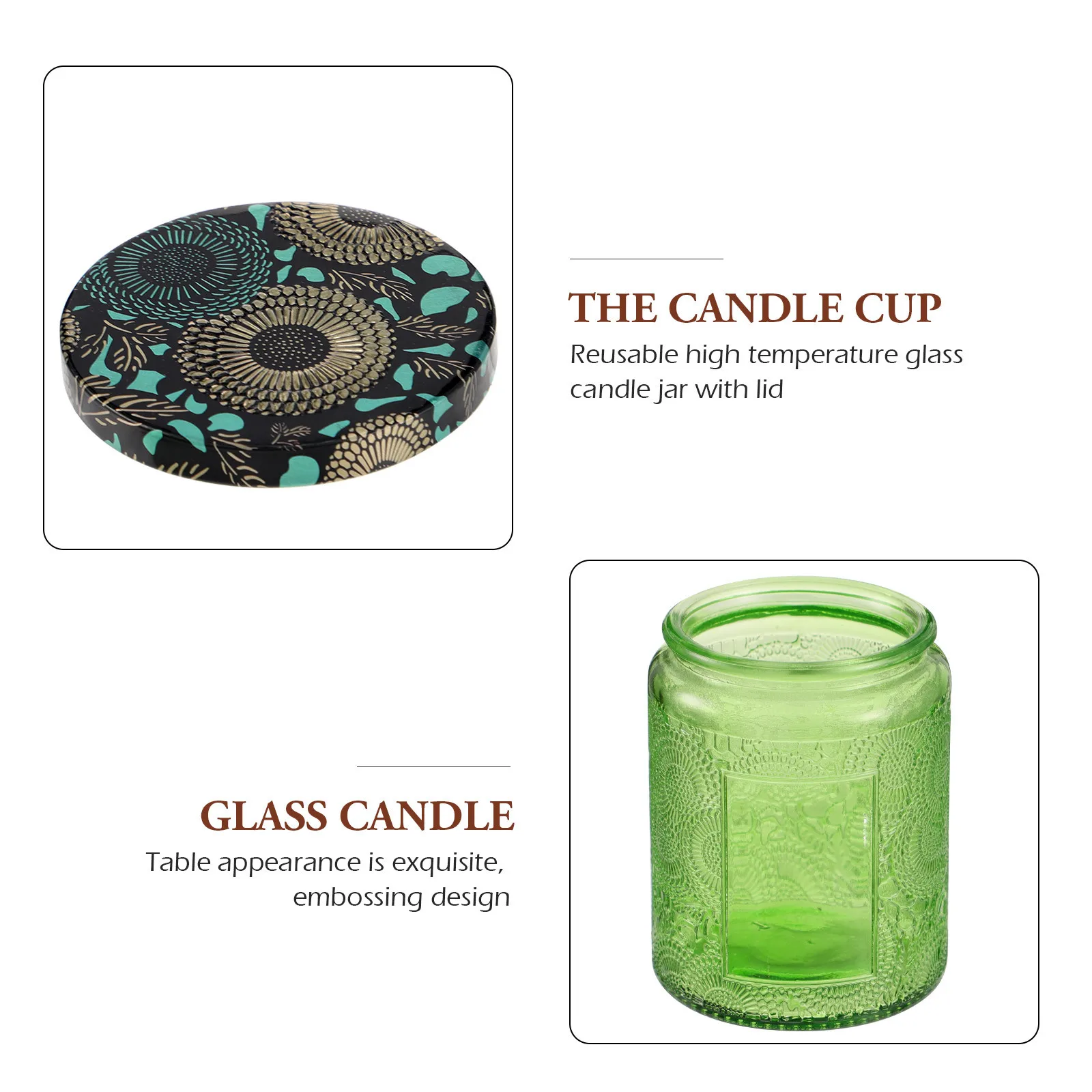 

6Pcs Thickened Glass Jars Embossed Round Durable Containers DIY Making Storage Aromatherapy Storage Can