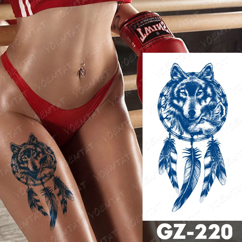 Juice Ink Lasting Waterproof Tattoo Sticker Eye Clock Tiger Wolf Skull Flash Full Tatoo Geometric Body Art Fake Tatto Men Women