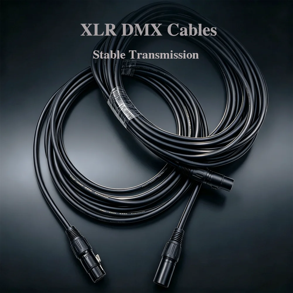 1/2/3/5/10M 3-Pin XLR DMX Cable Foil Shield Lines Transmits DMX-512 Control Signals To Lighting Controllers Dimmer Moving Heads
