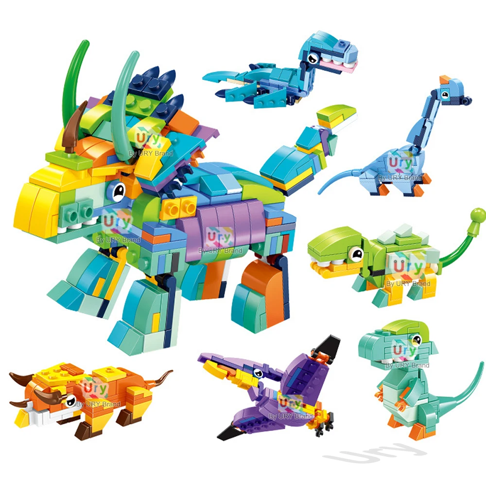 MOC 6in1 Animals Colorful Spider Wasp Snail Scorpion Anglerfish Triceratops Crab Model Set Building Blocks DIY Toys for Kid Gift