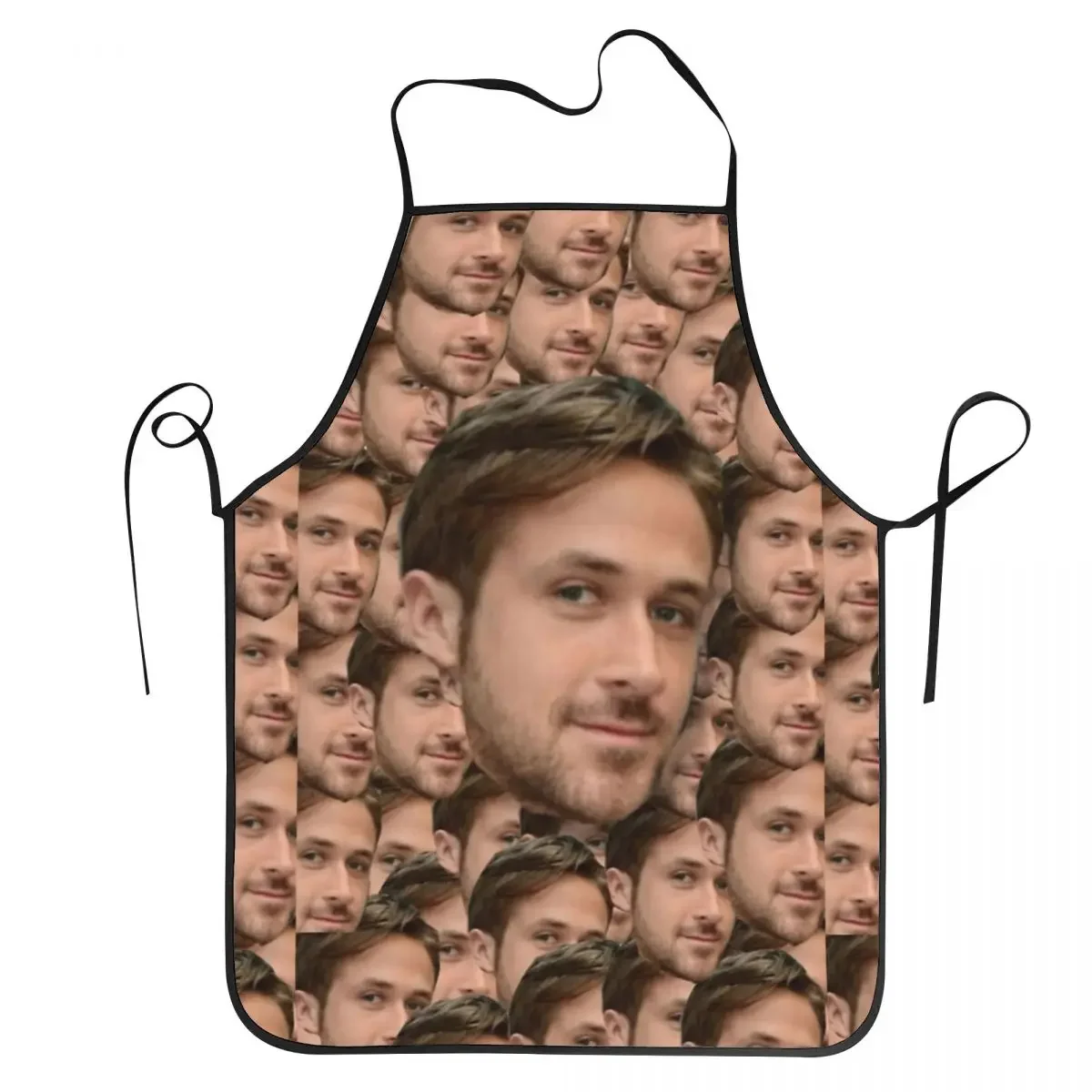 Ryan Gosling Head Collage Apron Oil & Water Resistant Adjustable Tie Baking Aprons for Men Women Chef