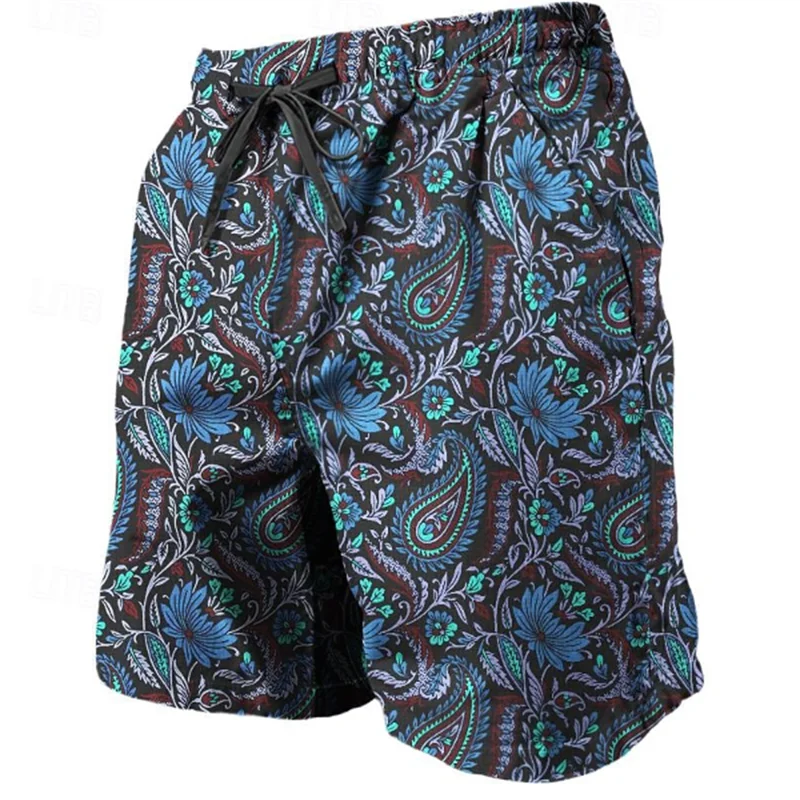 Trend Paisley Graphic Beach Shorts For Men Fashion Summer Cool 3D Printed Swim Trunks Casual Streetwear Oversized Short Pants