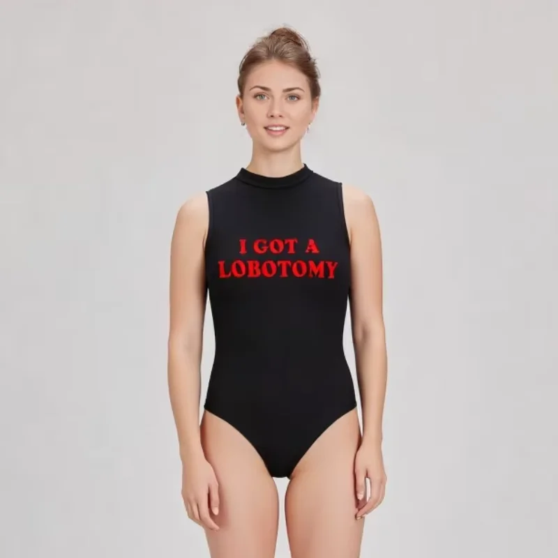 Y2K Streetwear Grunge Brief Druck Bodycon Tops Sexy Vintage Ärmellose Schlanke Overalls Harajuku Ästhetischen frauen Body