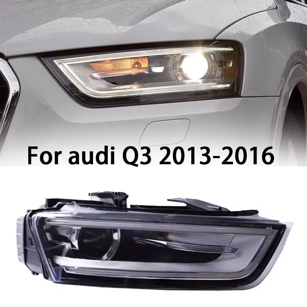 

Автомобильная фара для Audi Q3 LED 2012 2013 2014 2015, фары Q3 DRL, указатель поворота, дальний свет, линза проектора Angel Eye