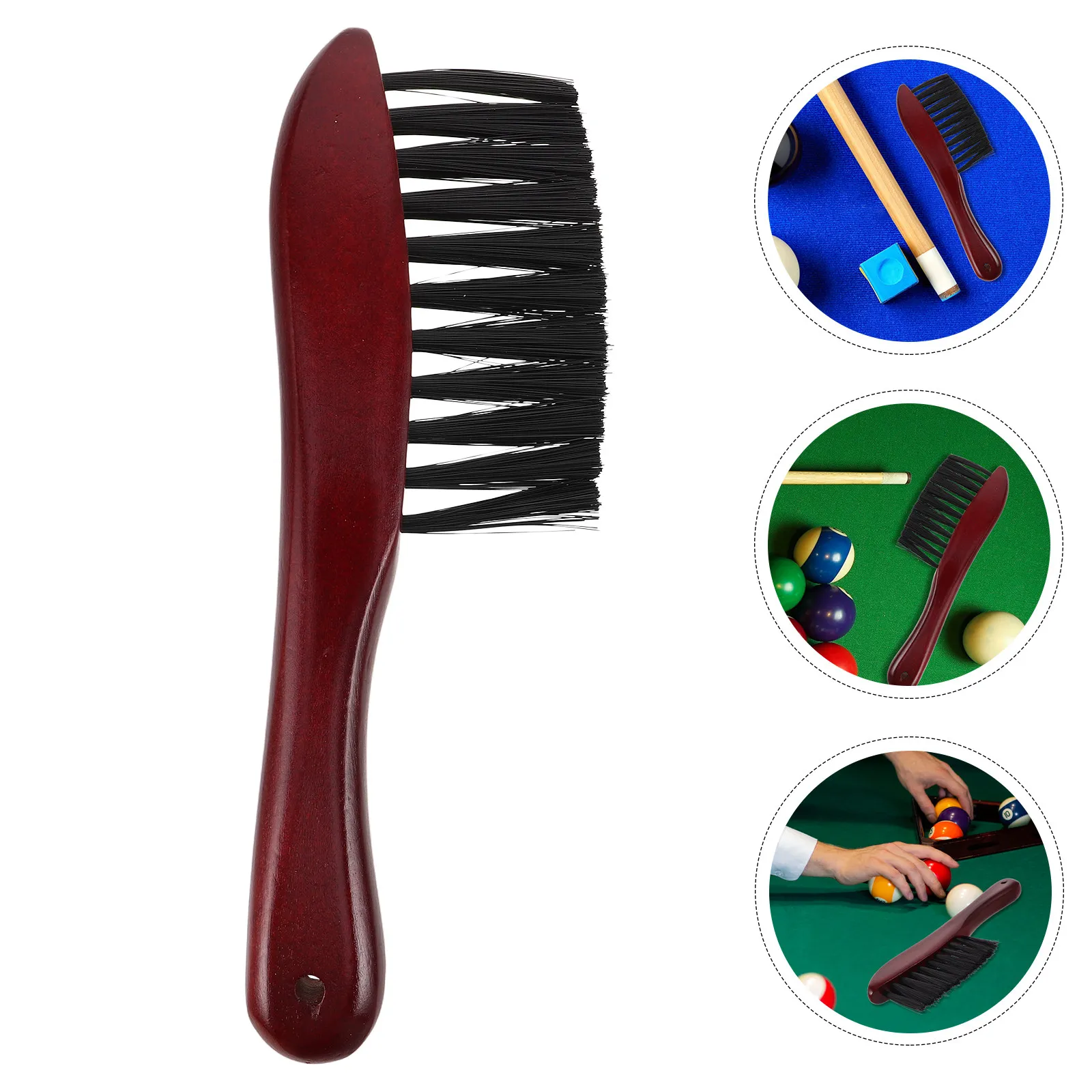 

Billiard Table Cleaning Brush Solid Wood Handle PVC Hair Pool Table Rail Corner Cleaning Tool Billiard Cue Accessory