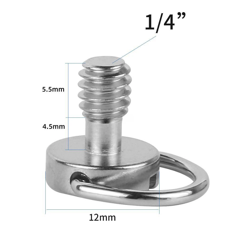 1/4 Camera Screw for Quick Release Plate 1/4 inch Folding D-Ring Adapter Tripod Monopod Camera Fixing Screw