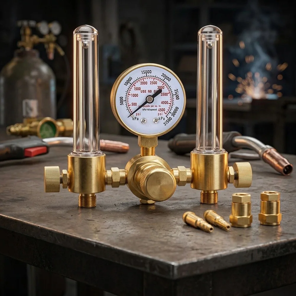 For Dual Station Operations Dual Outlet Regulator Brass Gas Regulator For DIY Gas Projects Dual Outlet Gas Pressure Regulator