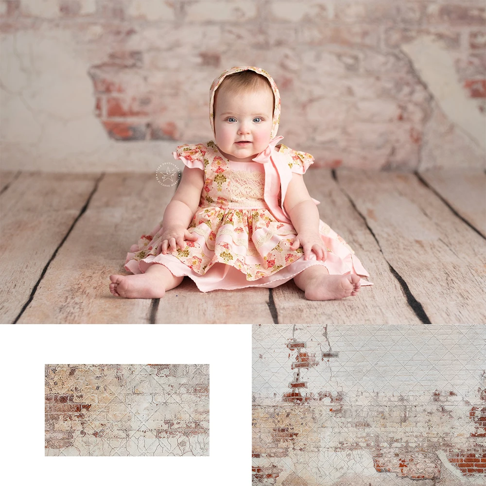 الأبيض الطوب جدار الرجعية الخلفيات الطفل الطفل الأسرة حفلة فوتوبوث استوديو الكبار كعكة سحق الدعائم خلفية التصوير الفوتوغرافي #1