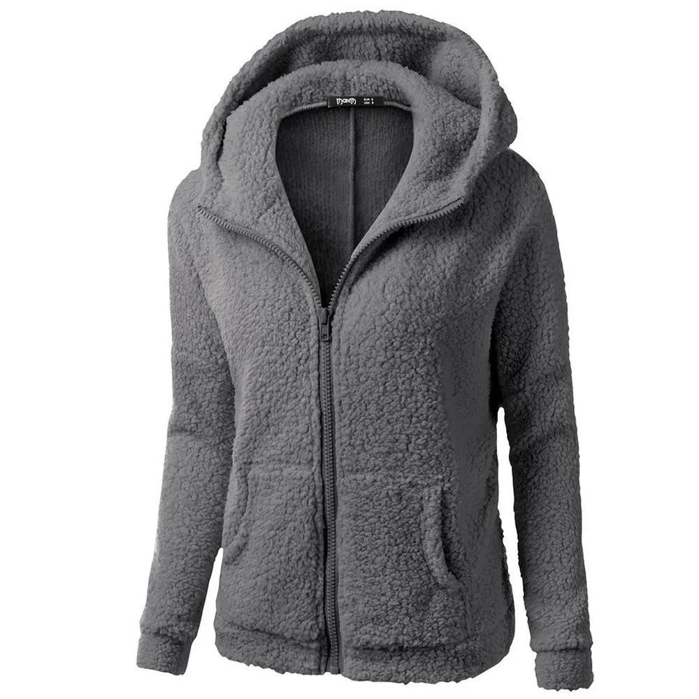 2024 Autumn Winter Warm Jacket Women hoodie Hooded Casual Female Hoodies Sweatershirt Zipper Coat Solid Soft Fleece Women Coat