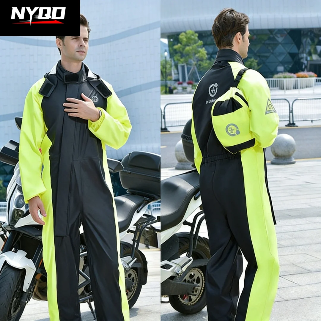 

Motorcycle Riding Raincoat One-piece outdoor Riding Rainstorm-proof Locomotive Ultra-thin Waterproof Reflective men Suit