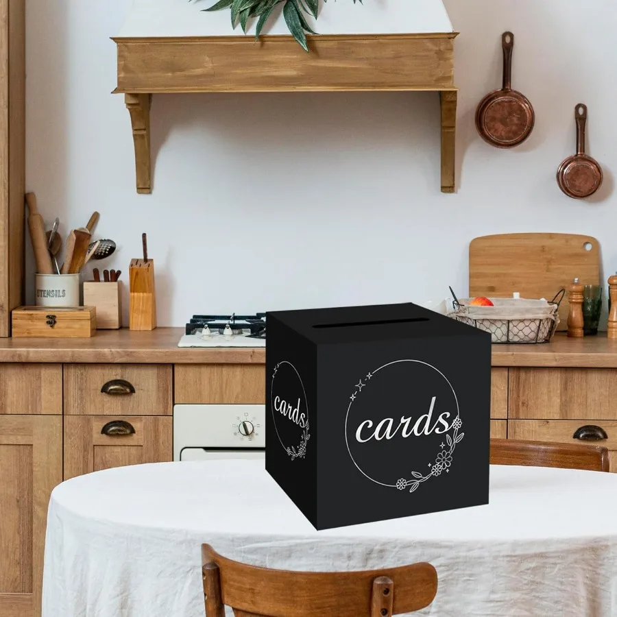 졸업식, 신부, 베이비 샤워, 생일, 장례식, 은퇴식, 결혼식, 티켓, 추첨용 블랙 및 실버 선물 카드 박스 1팩