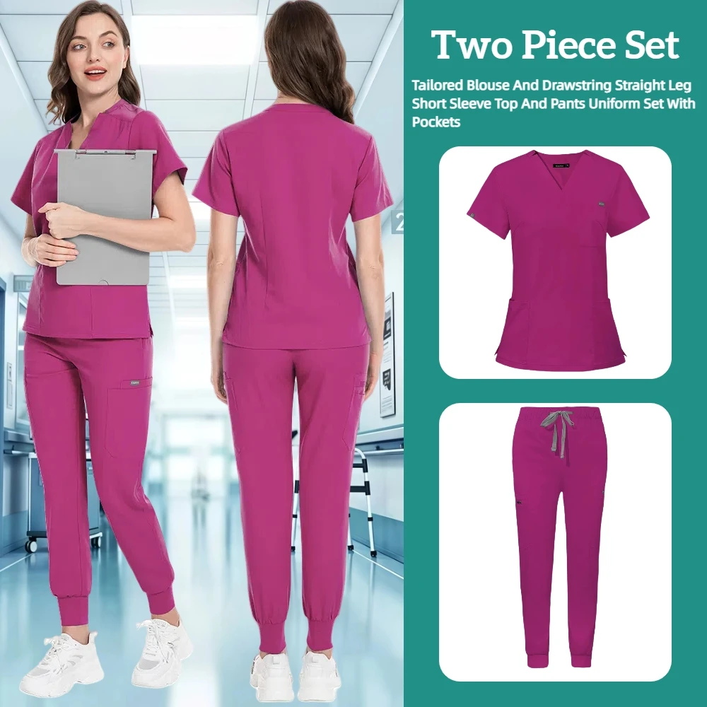 Mehrfarbige Scrubs-Uniform, kurzärmelige Oberteile + Hosen, Pflegeuniform für Damen, Pet Shop, Arzt-Peeling, medizinische Chirurgie, Arbeitskleidung, Peeling-Set