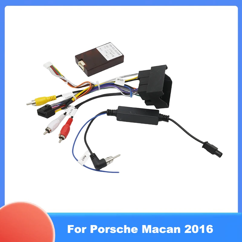 For Porsche Macan 2016 Car Radio Wiring Harness Cable With Canbus Decoder Box Android Head Unit Power Adapter