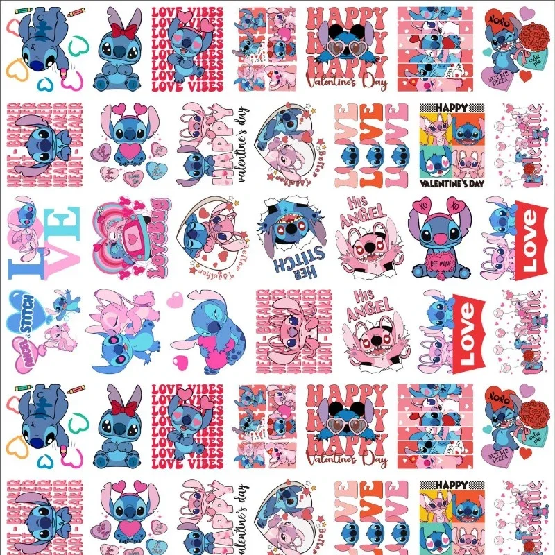 Cute Cartoon Disney Lilo and Stitch Love Confession Stitch Angel Printed Double-sided Acrylic Sheet Handmade Jewelry Accessories