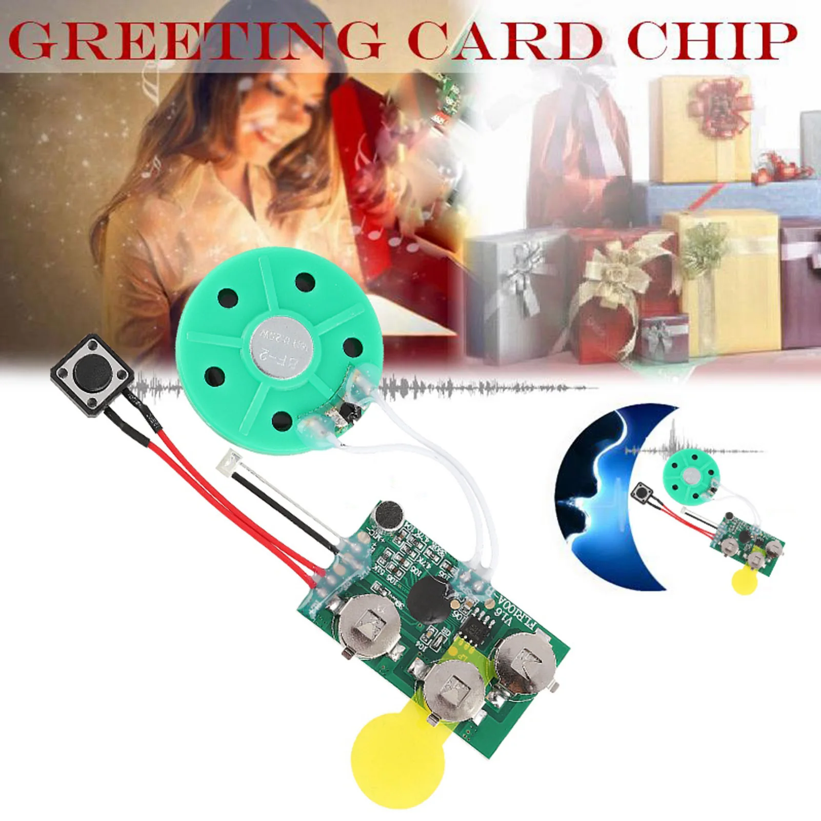 DIY-Grußkarten-Chip, 60 Sekunden beschreibbares Sprach-Sound-Chip-Modul, beschreibbarer Grußkarten-Chip, beschreibbares Sound-Modul