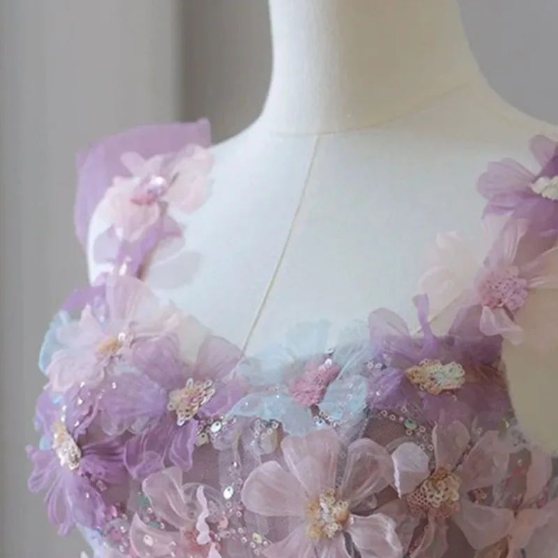 DongCMY Purple Flower Gown Evening Dress 2026 New Style Women Evening Long Party Vestido Longo Festa Robes Longues Customized image 6